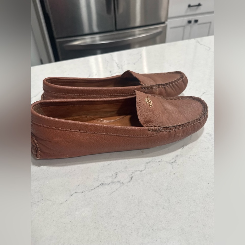 Coach Leather Loafer Flats Gold Logo Women's Size 10B Preppy - Picture 5 of 16